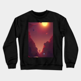 CUTE ALIEN SUNSET ON PLANET TAG Crewneck Sweatshirt